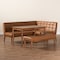 Baxton Studio Sanford Mid-Century Modern Tan Faux Leather and Walnut Brown Finished Wood 4-Piece Dining Nook Set 184-11346-11348-9305-Zoro - alternate 6